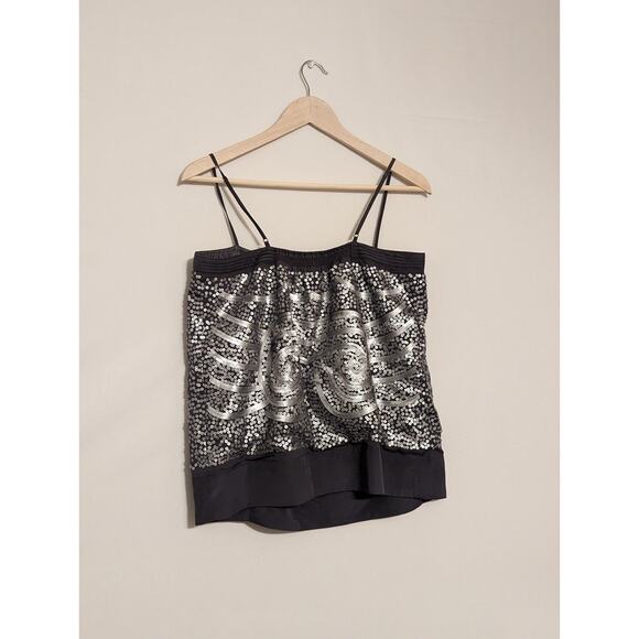 Fumblin' foe silver black sequin tank top women's size medium - Picture 3 of 5